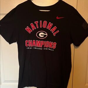 Nike Black Tee Georgia Bulldogs 2021 National Cha with Red and White Graphics